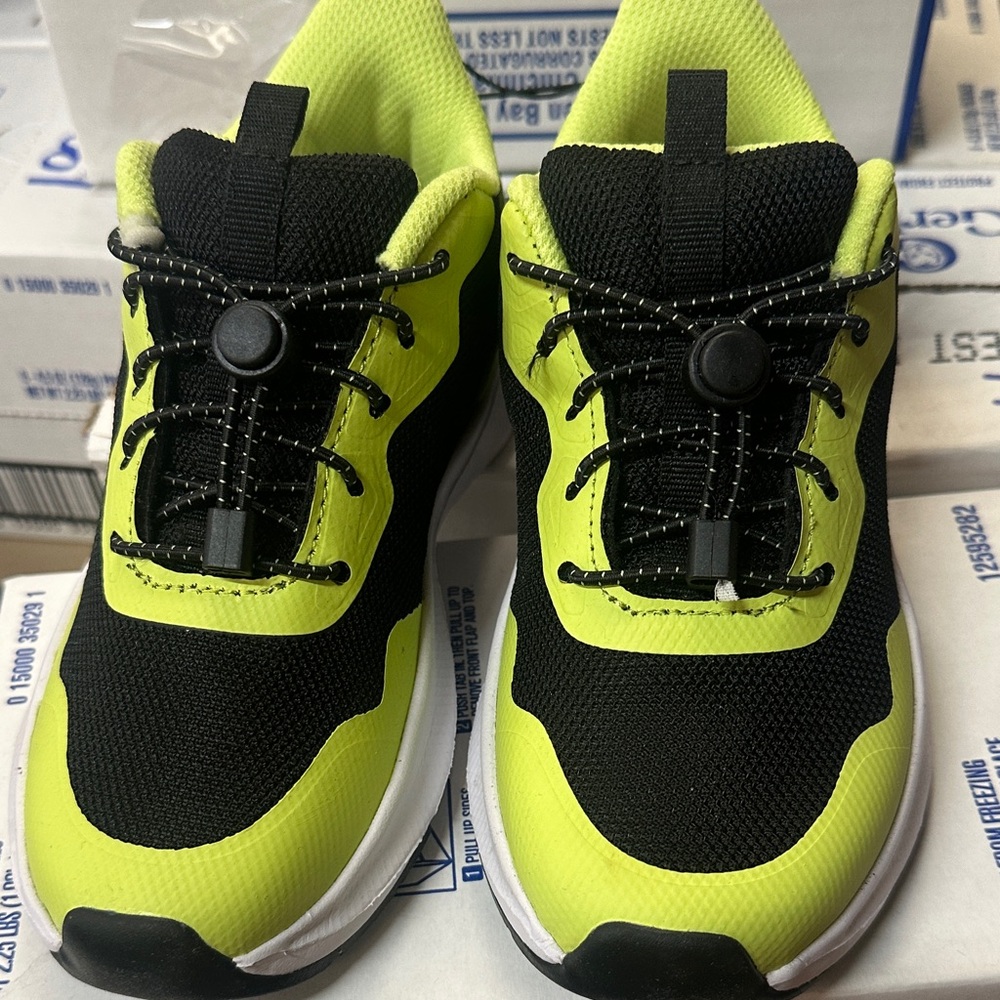 Athletic Works Kids Black and Neon Yellow Sneakers